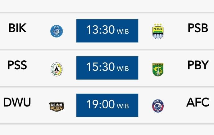 Besok! PSBS Biak vs Persib, PSS Sleman vs Persebaya dan Dewa United vs Arema FC, Disiarkan Secara Live?