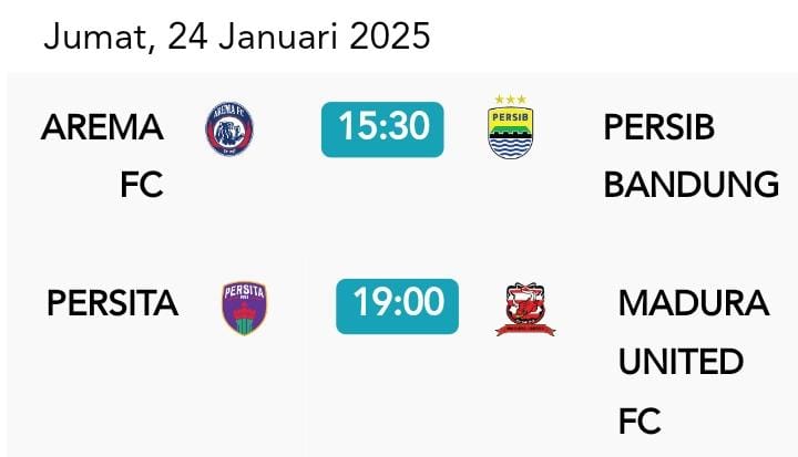 Jadwal Liga 1 Pekan 20 Dibuka dengan Pertandingan Arema FC vs Persib, Persija dan Persebaya Kapan?