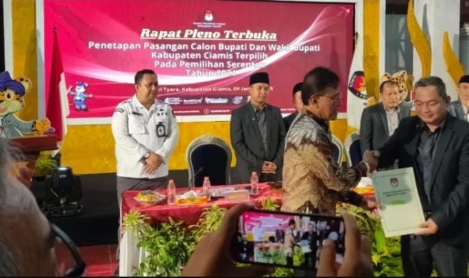 Resmi, KPU Ciamis Tetapkan Herdiat Sunarya dan Almarhum Yana D Putra Sebagai Bupati dan Wakil Bupati Terpilih