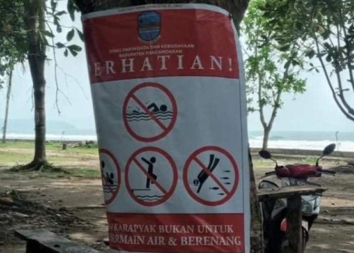 Wisatawan yang Berlibur di Pantai Pangandaran Diimbau Patuhi Rambu-rambu Larangan Berenang