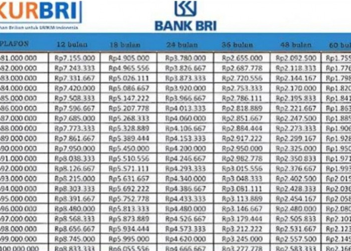 Tabel Angsuran KUR BRI Terbaru 2025, Kredit Usaha Rakyat Bunga Ringan untuk UMKM via BRImo