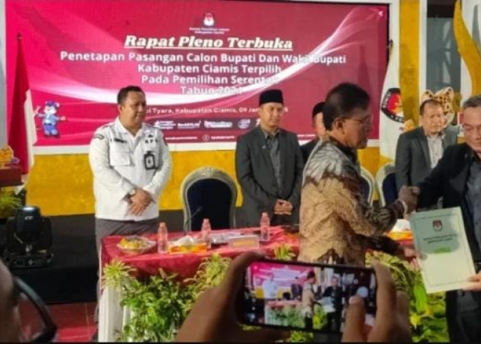 Resmi, KPU Ciamis Tetapkan Herdiat Sunarya dan Almarhum Yana D Putra Sebagai Bupati dan Wakil Bupati Terpilih